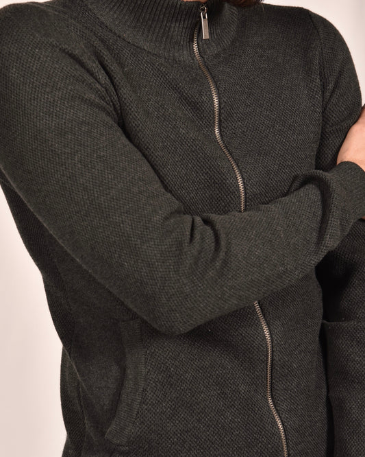 2H #46035 Dark Gray Cardigan Pure Cotton Sweater