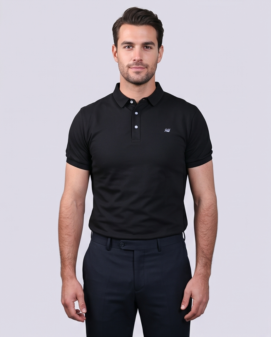 2H #CX.2101 Black Polo T-shirt
