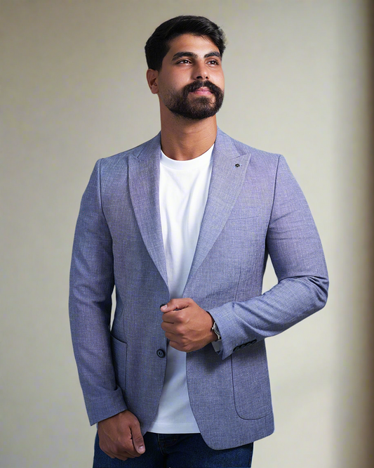 2H Blue Linen Blazer
