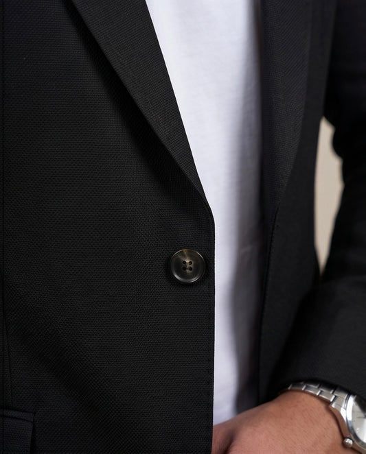 2H Black Two Button Blazer
