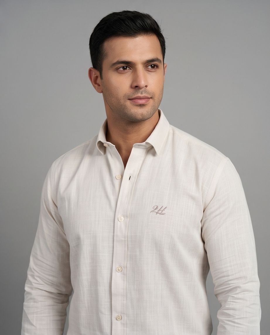 2H #260425 Beige Linen Shirt