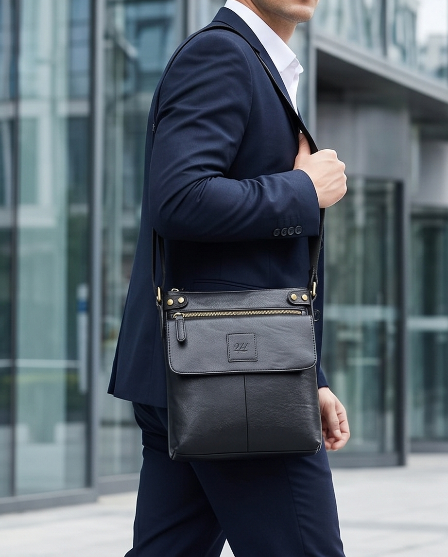 2H Black Shoulder messenger bag