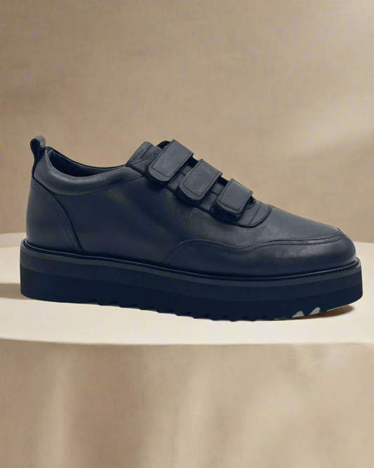 2H #S8042-26 Genuine Leather Black Casual Shoes