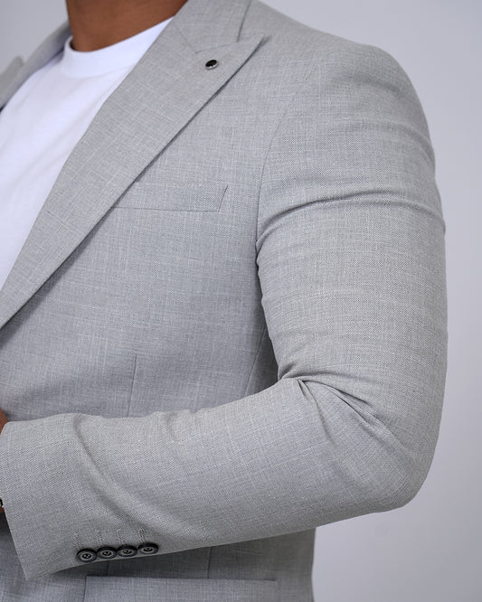 2H Light Gray Linen Blazer