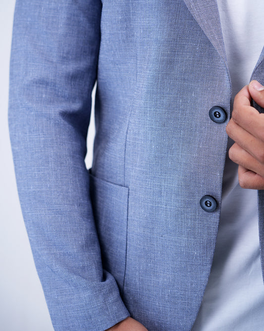 2H Blue Linen Blazer