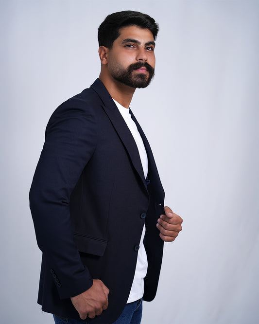2H Navy Two Button Blazer