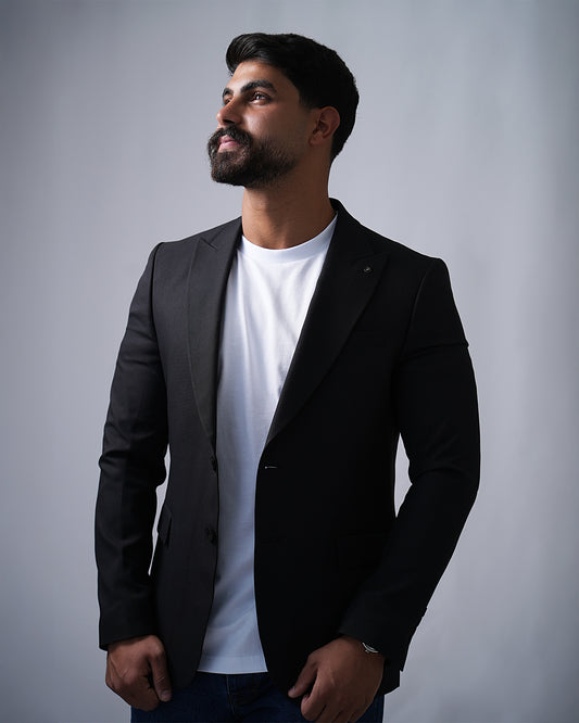 2H Black Two Button Blazer