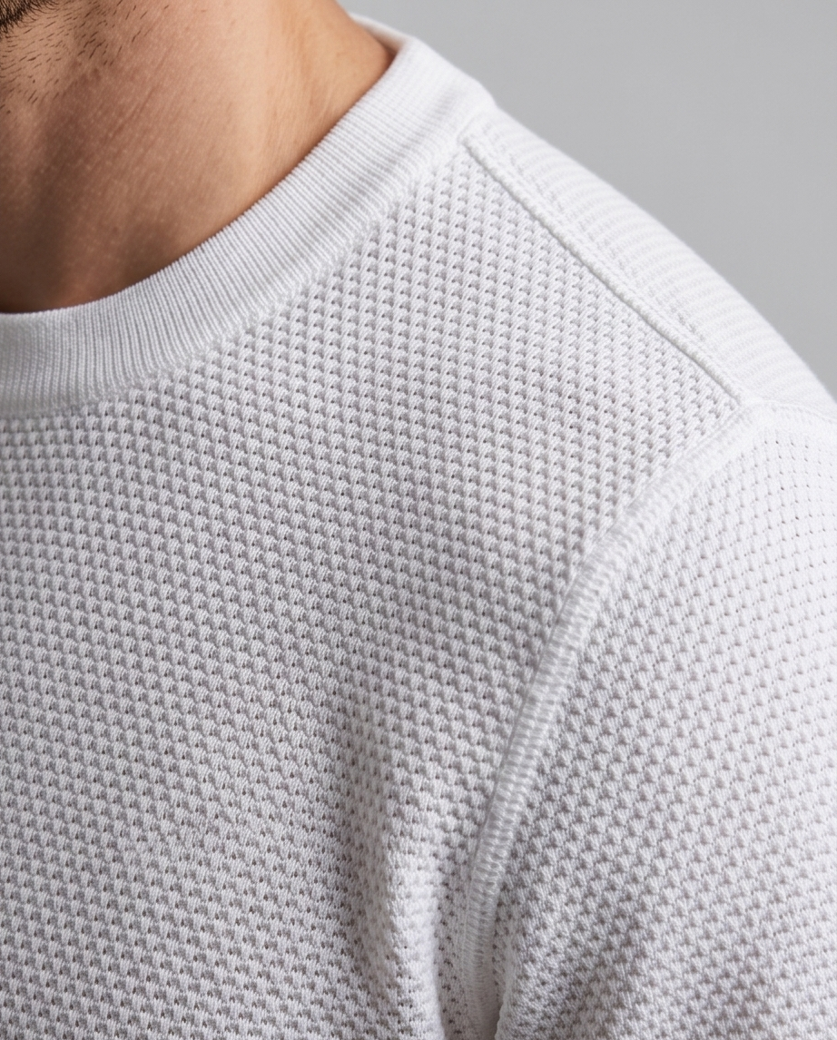 2H #454 White Knitted T-Shirt