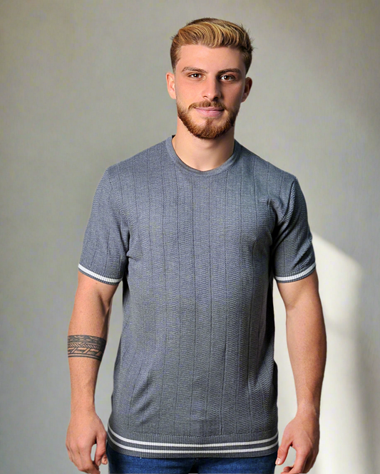 2H #39750-30 Gray Knitted T-Shirt
