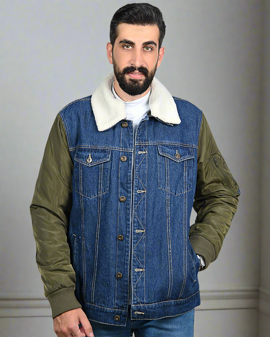 SALE! 2H #21048 Denim/Nylon Navy Jacket