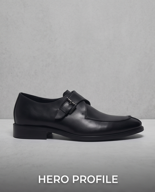 2H #H62044-8-565 Black Formal Shoes Genuine Leather