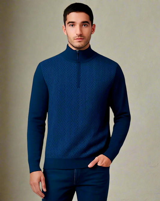 2H #461 High Neck zippered Knitted Sweater