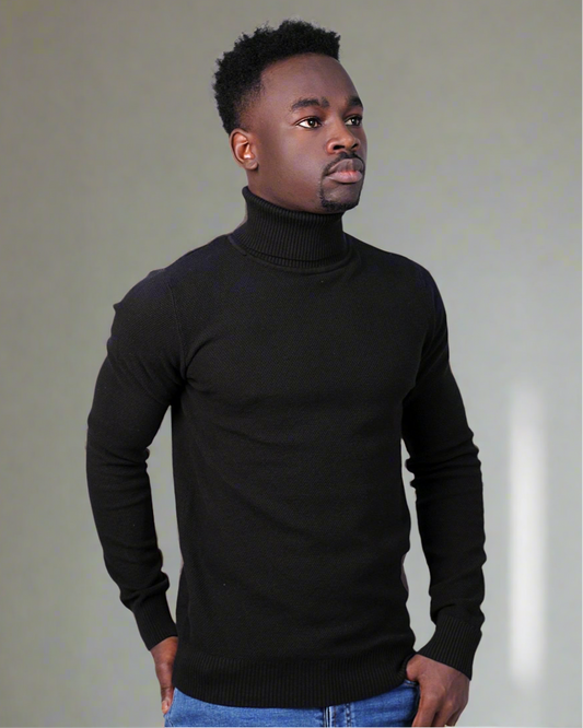 SALE! 2H #46033 Black High Neck Sweater