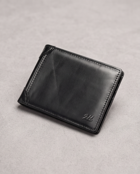 2H #1144 Black Genuine Leather Wallet