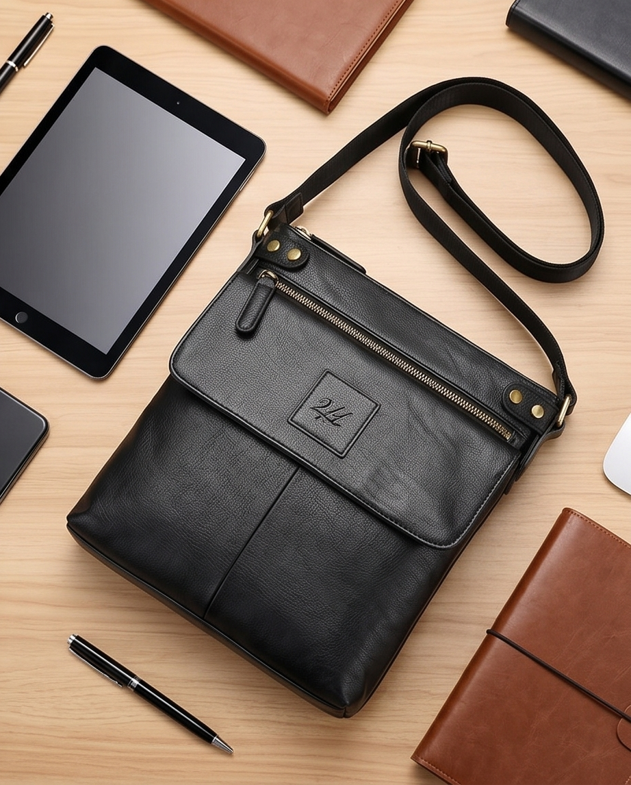 2H Black Shoulder messenger bag