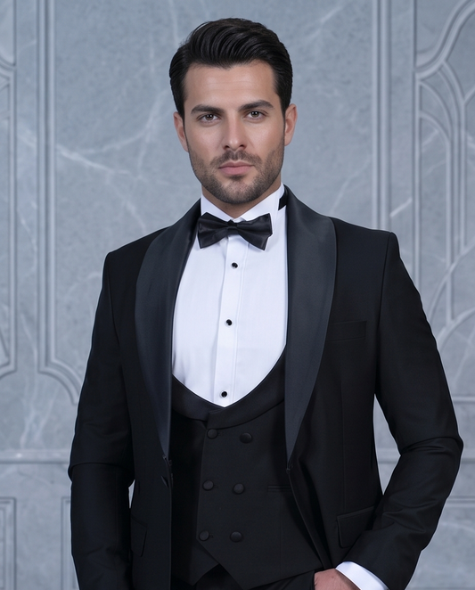 2H Black Wedding Suit 2 Pieces