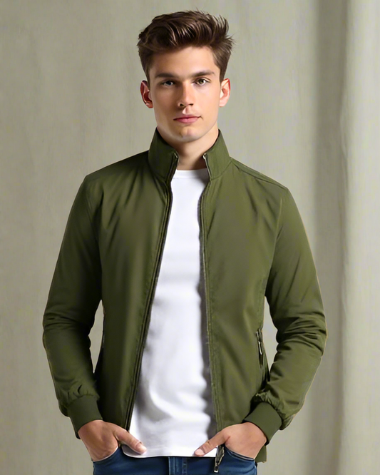 2H Olive Green Lightweight Casual Jacket