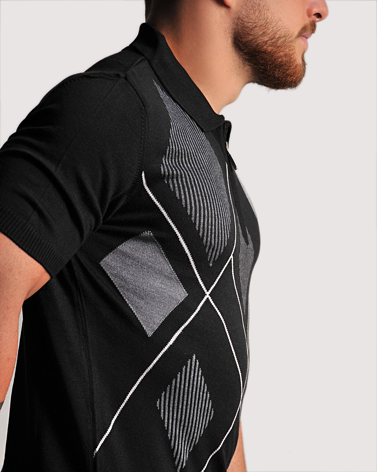 SALE! 2H #39657-40 Black Knitted Polo T-Shirt