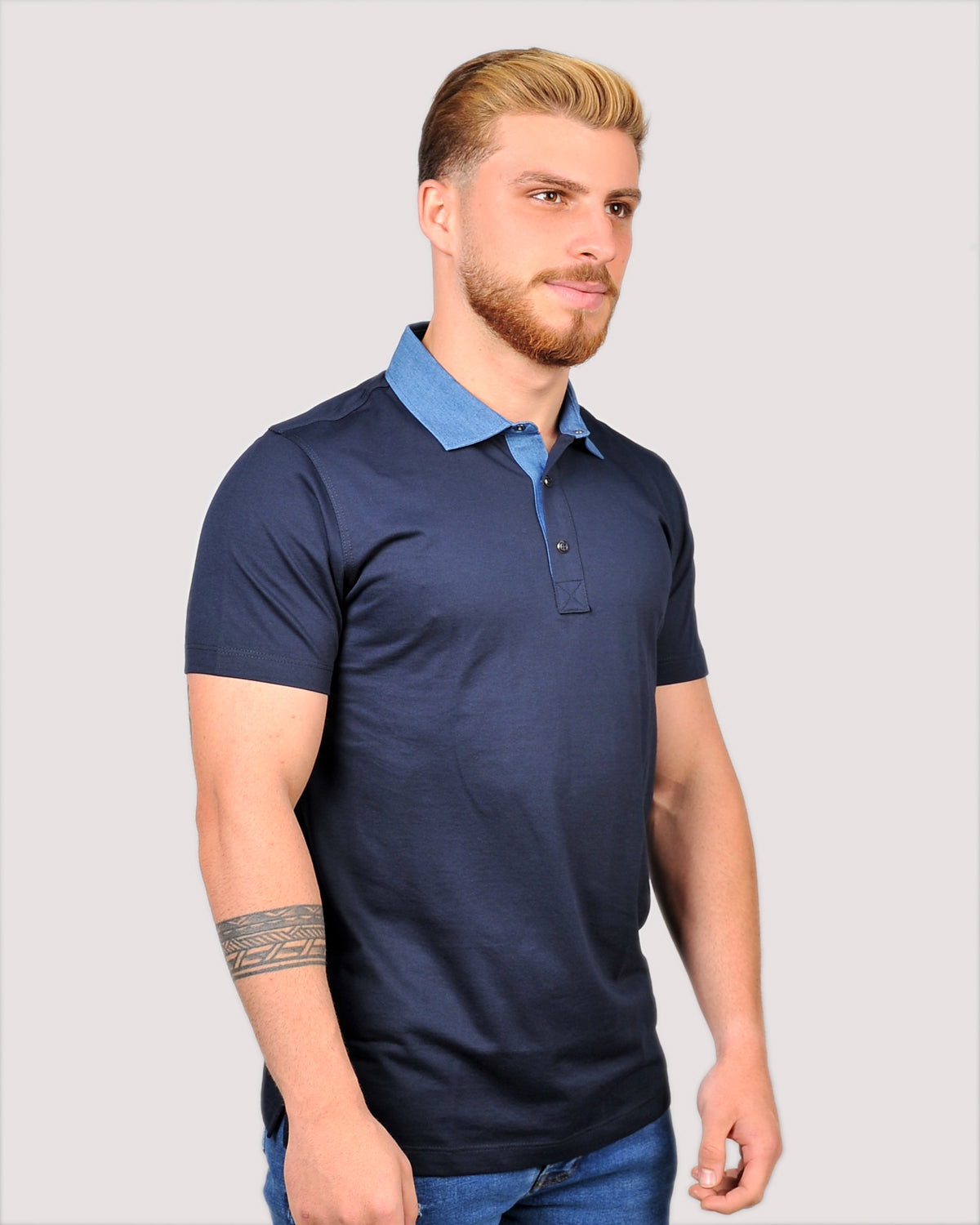 SALE! 2H #12504 Navy Mercerized Cotton Polo T-Shirt