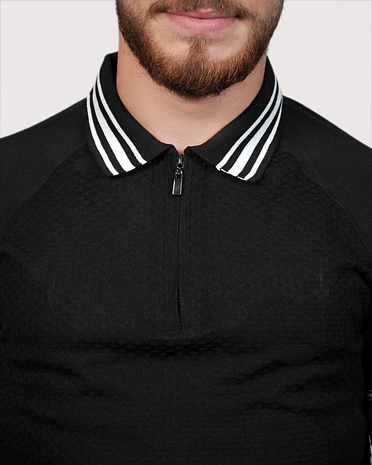SALE! 2H #39749-40 Black Knitted Polo T-Shirt