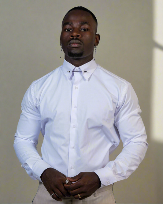 2H White Classic Shirt With Pin