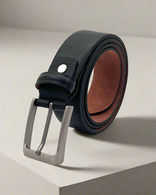 2H #EG Black Embossed Belt Genuine Leather