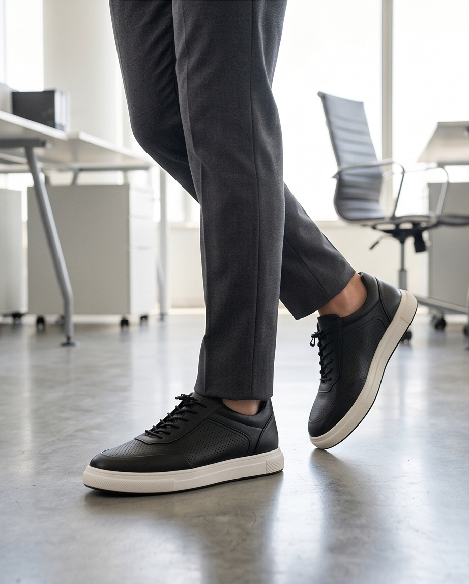 2H #05G Genuine Leather Black Casual Shoes