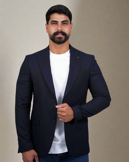 2H Navy Two Button Blazer