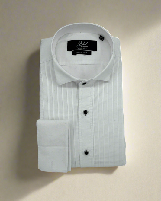 2H White Classic Shirt With Black Stainless Steel Button
