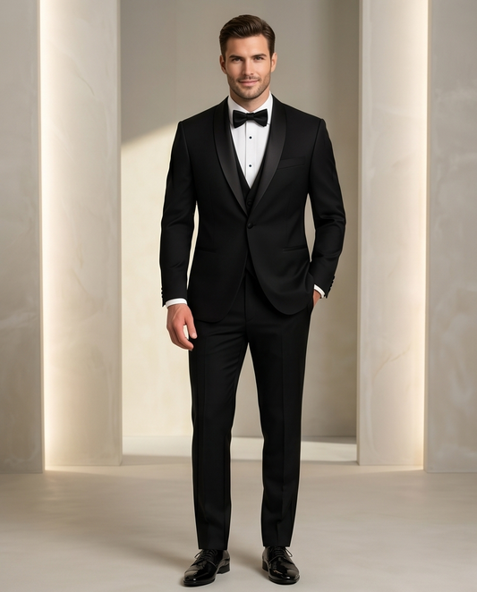 2H Black Wedding Suit