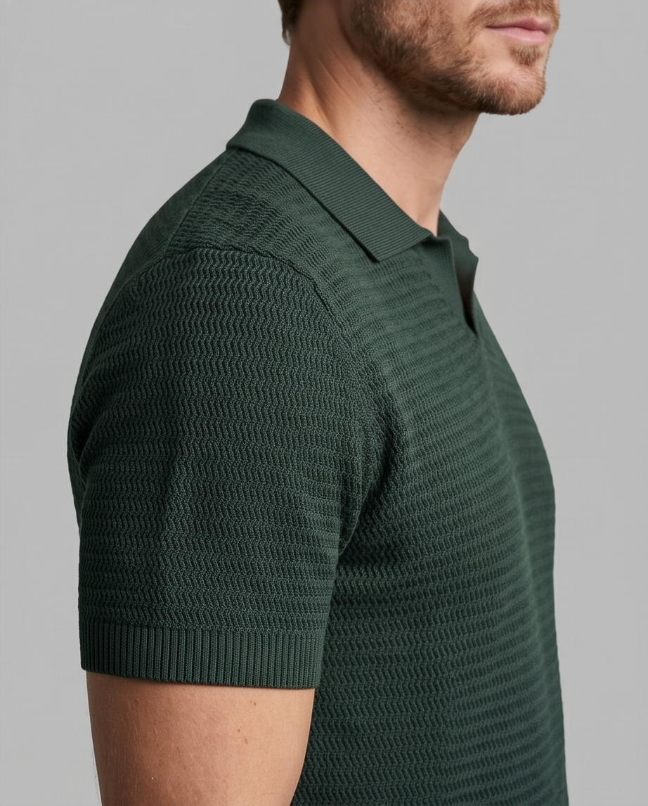 2H #451 Green Knitted Polo T-Shirt