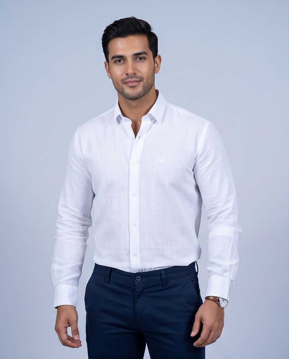 2H #260425 white Linen Shirt