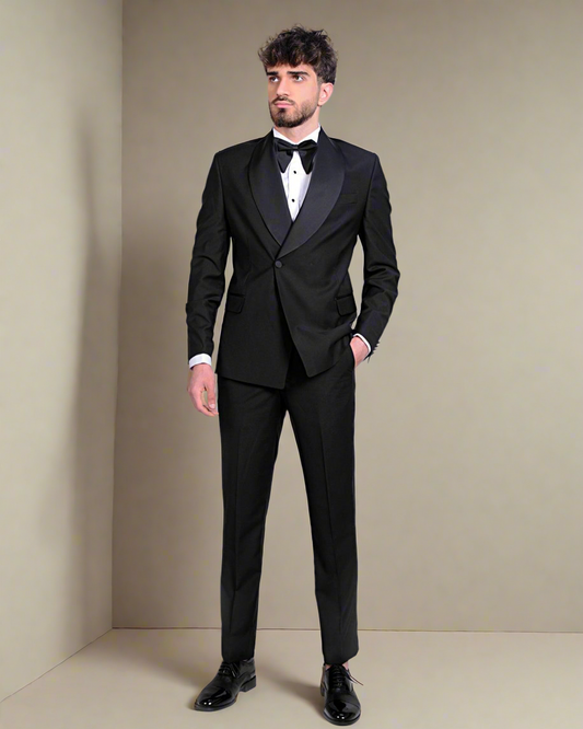 2H black One Button Double breasted Wedding Suit
