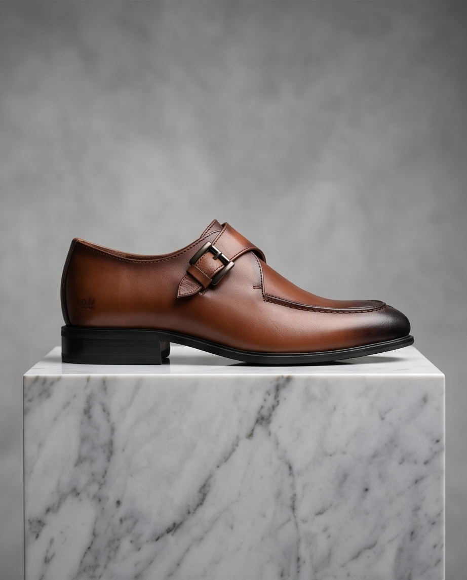 2H #H62044-8-814 Brown Formal Shoes Genuine Leather