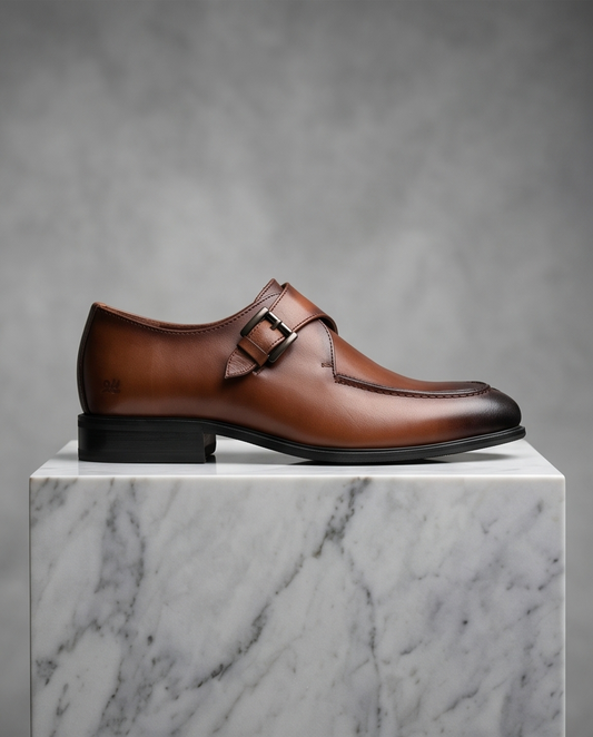 2H #H62044-8-814 Brown Formal Shoes Genuine Leather