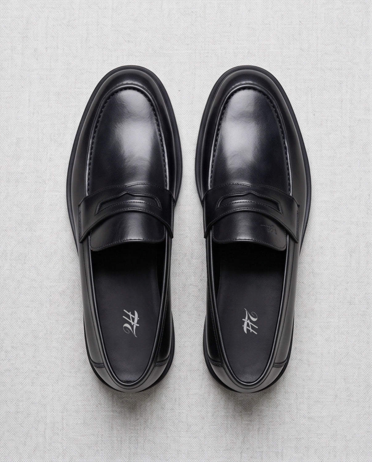 2H #15G Genuine Leather Shining Black Formal Shoes