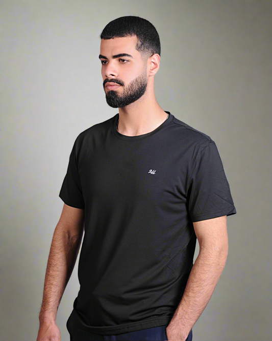 2H #CX233 Black Short Sleeve Basic T-shirt
