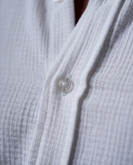 2H White Short Sleeve Linen Shirt