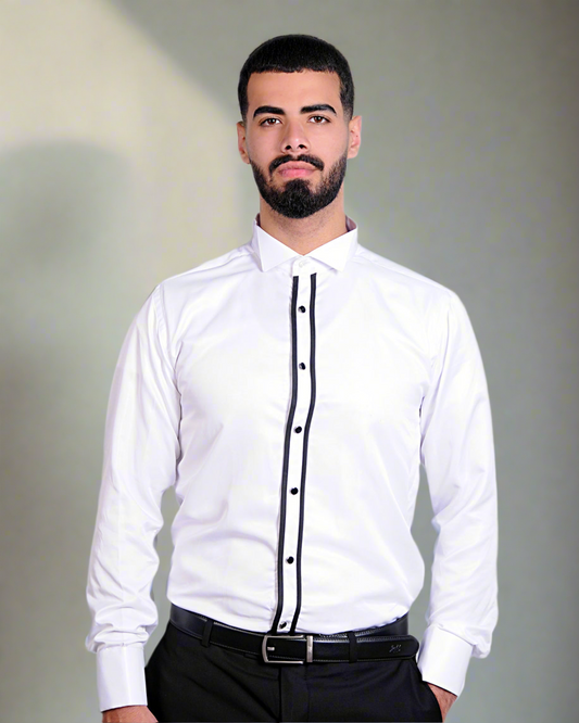 2H White Wingtip Collar Shirt