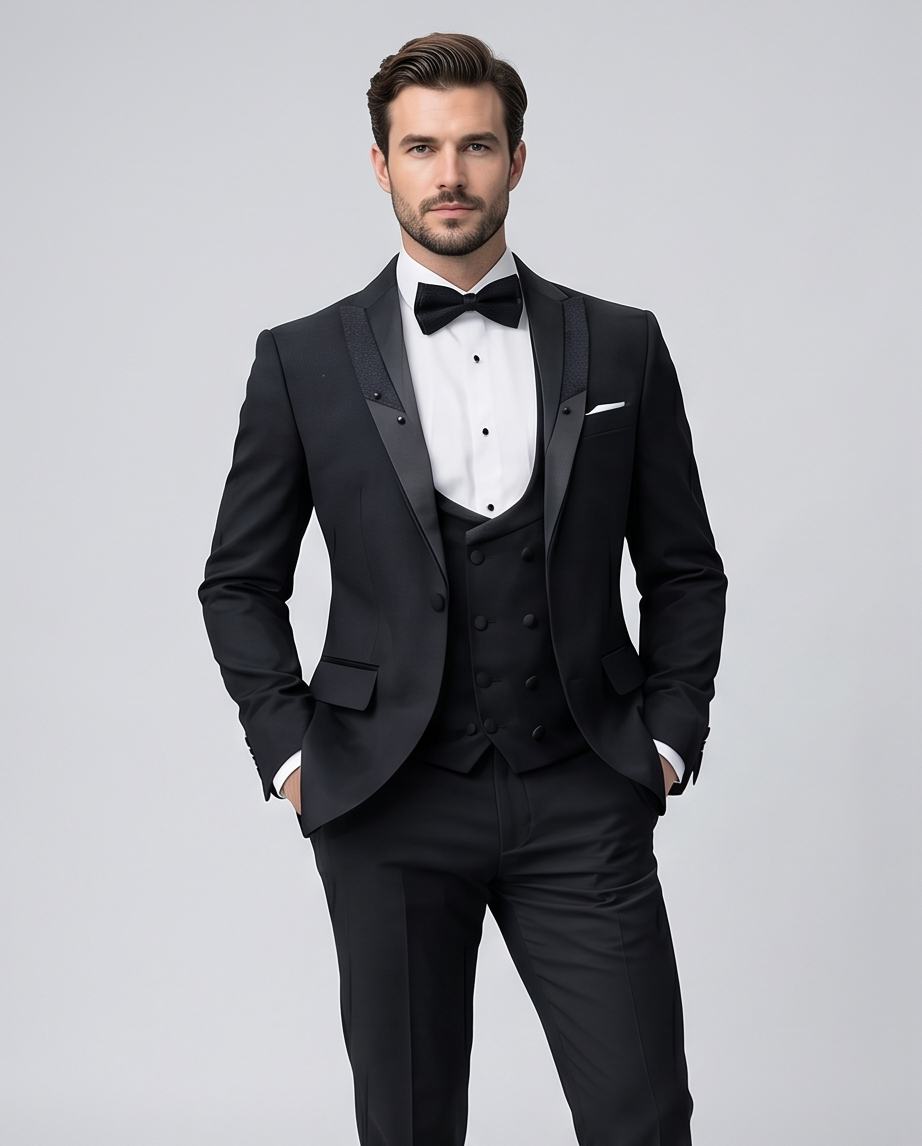 2H Black Wedding Suit 2 Pieces