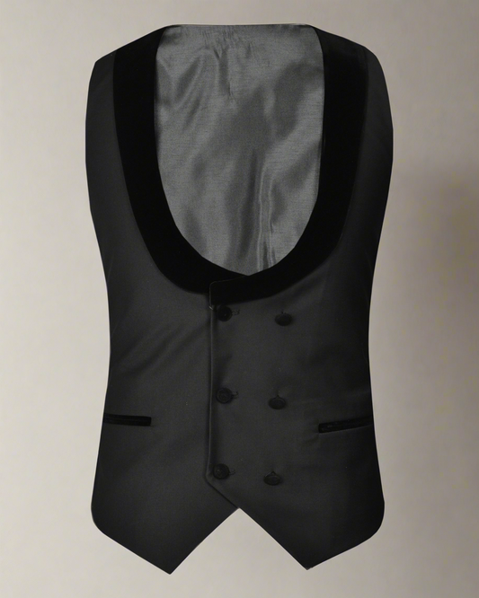 2H Black Tuxedos Shawl Lapel chamois Vest