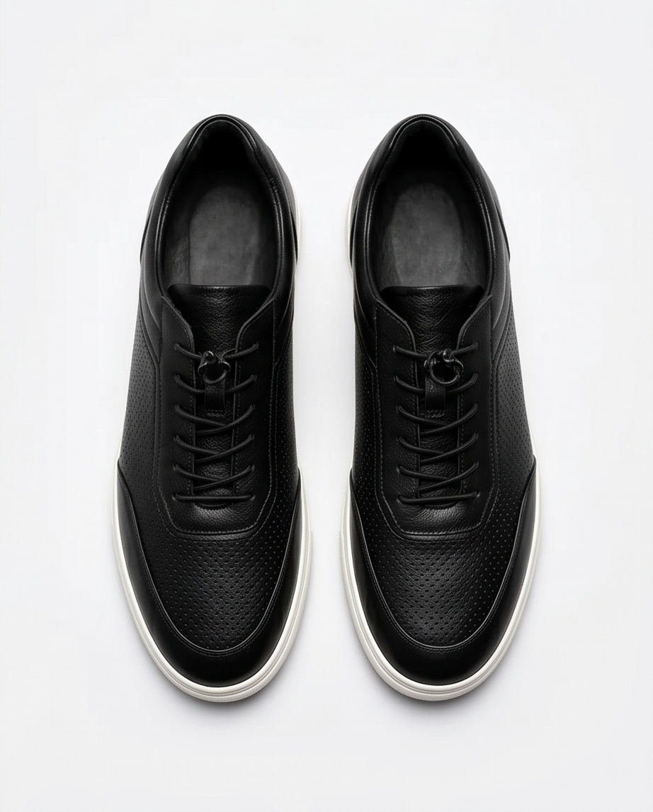2H #05G Genuine Leather Black Casual Shoes