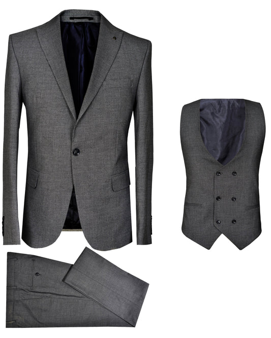 SALE! 2H Dark Gray Texture three Pieces Suit 3 pieces