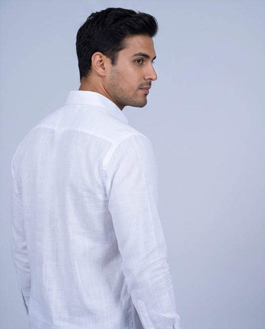 2H #260425 white Linen Shirt