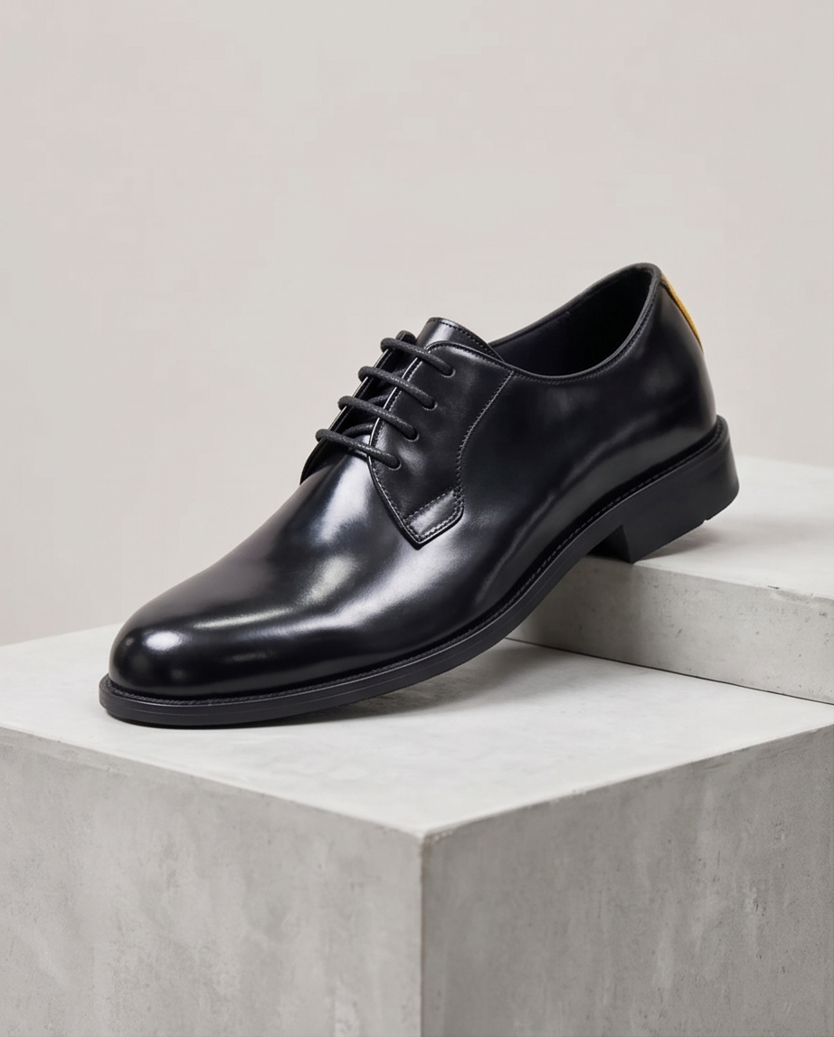 2H #13G Genuine Leather Shining Black Formal Shoes