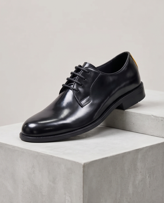2H #13G Genuine Leather Shining Black Formal Shoes