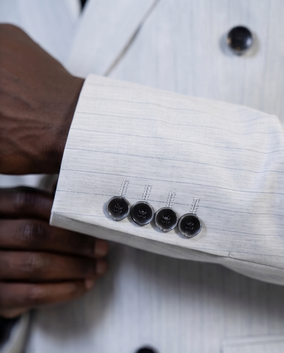 2H #TR330-5 Light Gray double breasted Striped Suit