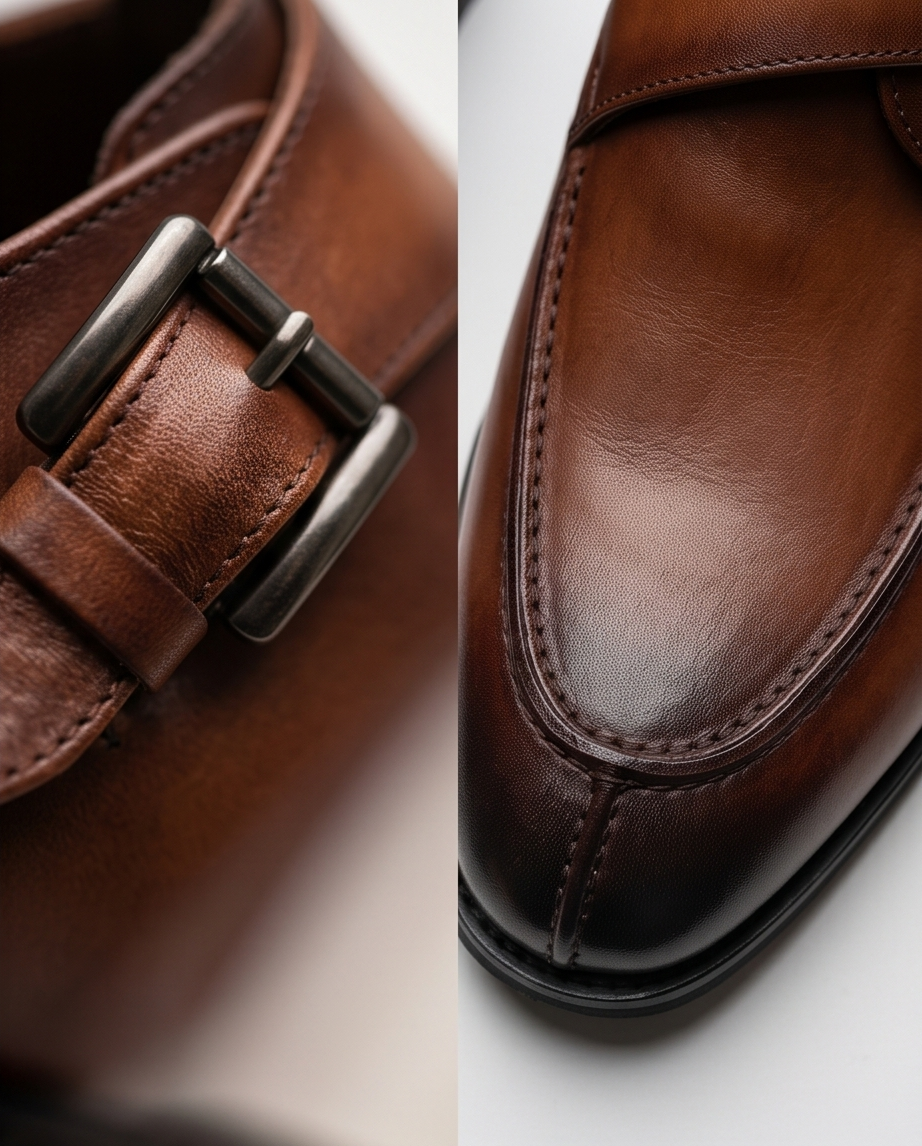 2H #H62044-8-814 Brown Formal Shoes Genuine Leather