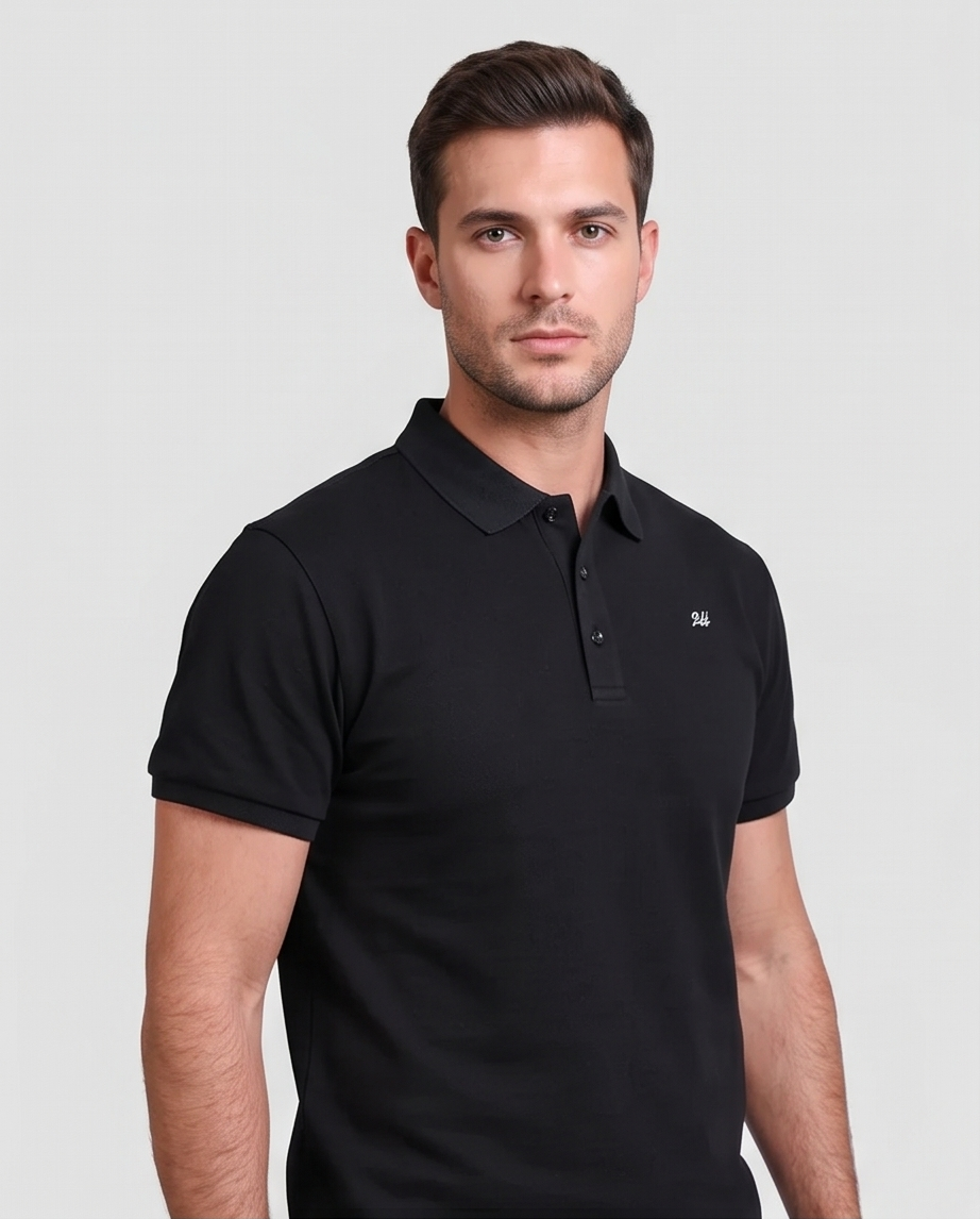 2H #CX.231 Black Polo T-shirt