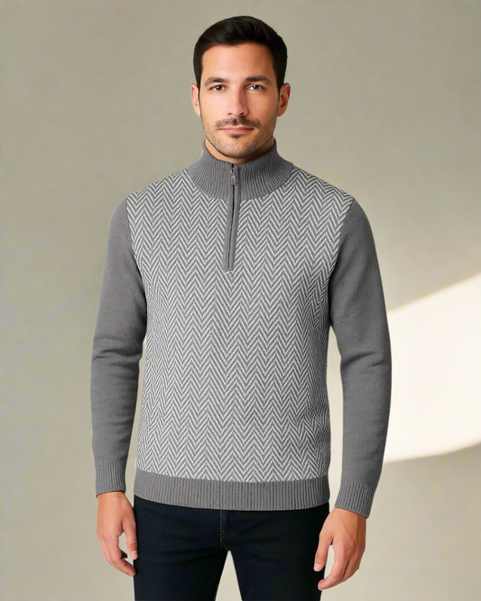 2H #461 High Neck zippered Knitted Sweater